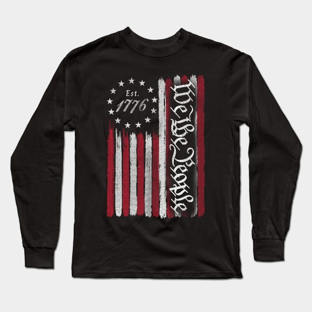 We The People - Vintage USA Flag 1776 Long Sleeve T-Shirt by LMW Art